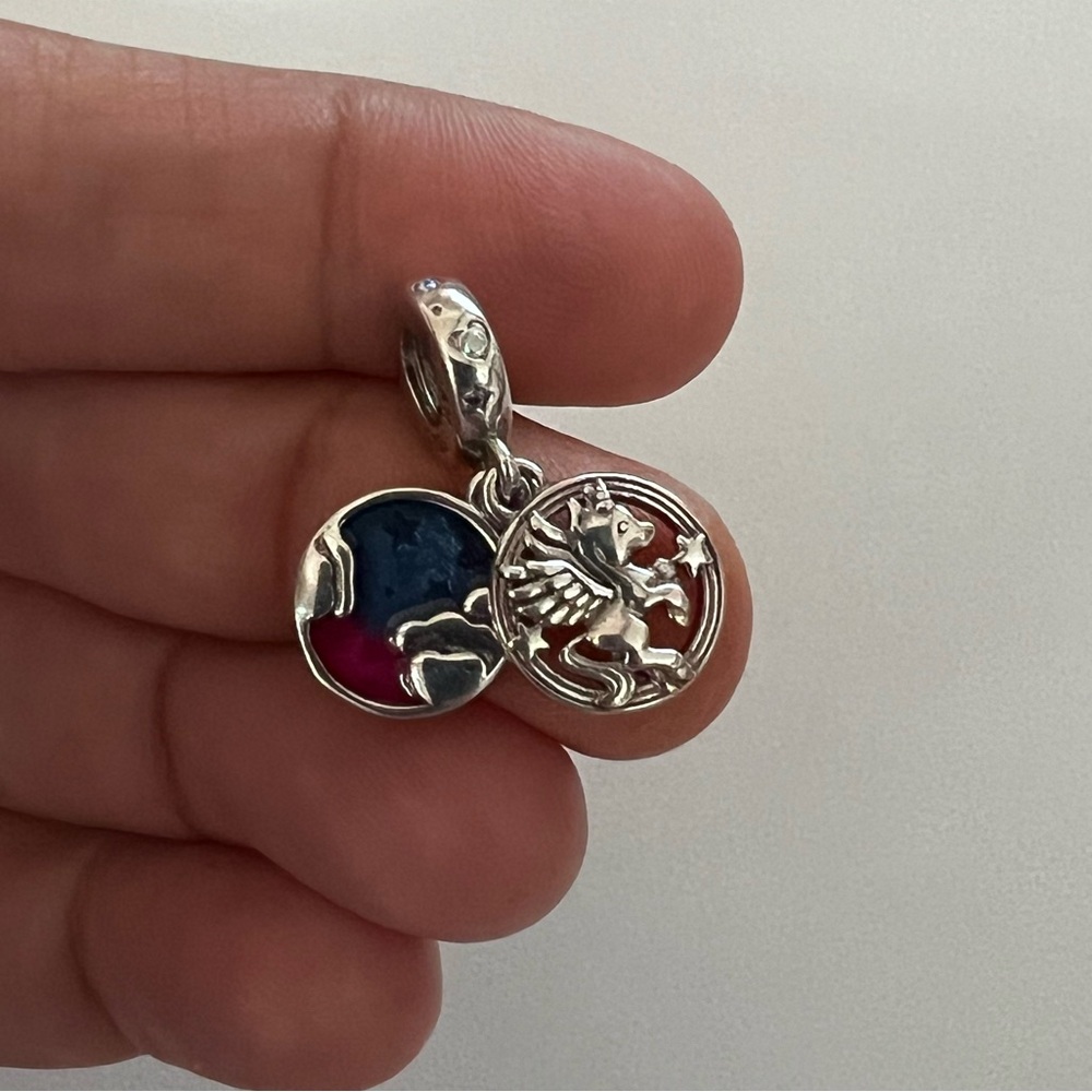 Pandora Retired Magical Unicorn Double Dangle Charm